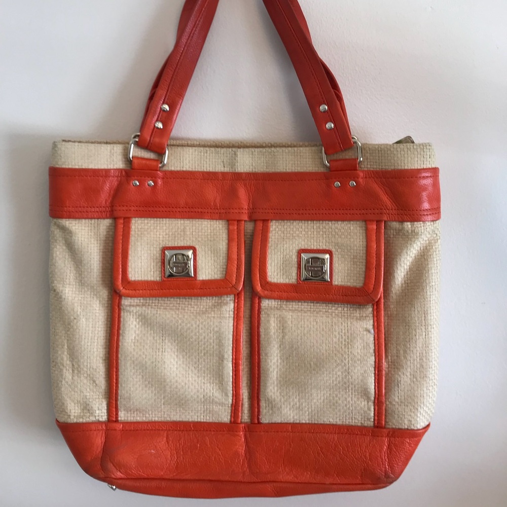 Kate Spade - orange and natural tote